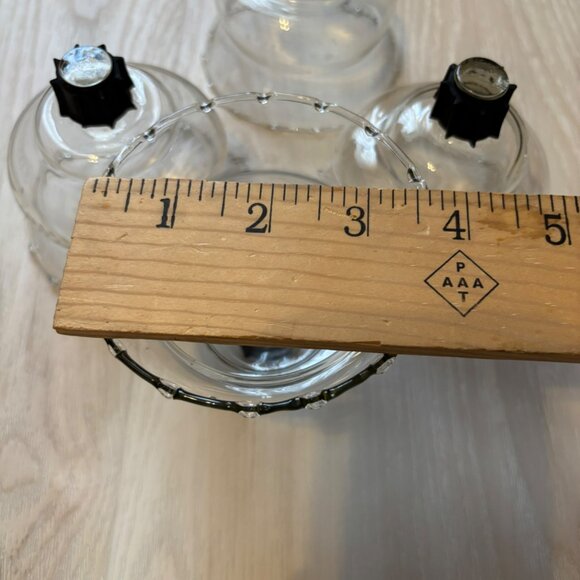 Vtg Crystal Votive Candle Holders Set of 4 Etched Wheat 70s Tulip Floral Votive - Picture 4 of 6